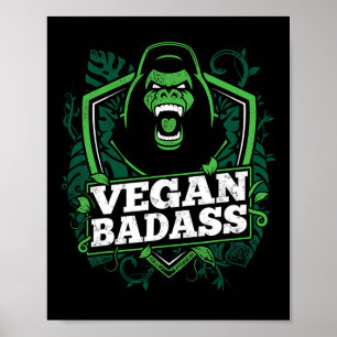 Vegan Bad Fitness Gorilla Bodybuilding Beast Poster