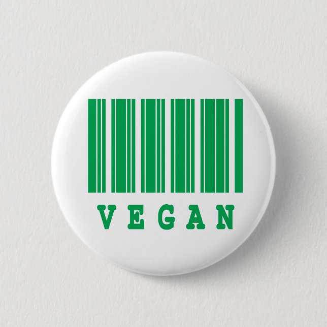 vegan barcode design 6 cm round badge (Front)