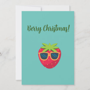 Vegan Berry Christmas With StrawberryGreeting Card