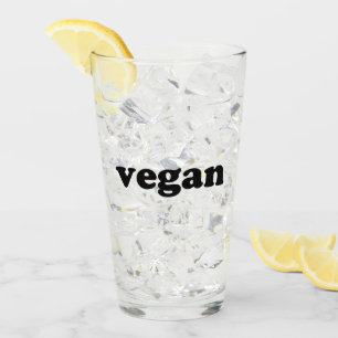 "vegan" black letters glass cup
