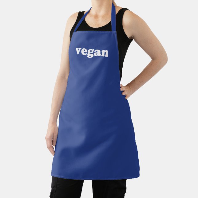Vegan blue white modern typography minimalist apron (Insitu)