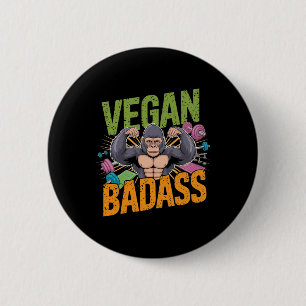 Vegan Bodybuilder Weightlifter Gorilla 6 Cm Round Badge