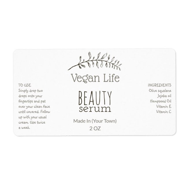 Vegan Branch Serum Labels (Front)