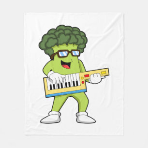 Vegan Broccoli at Music with Guitar Fleece Blanket