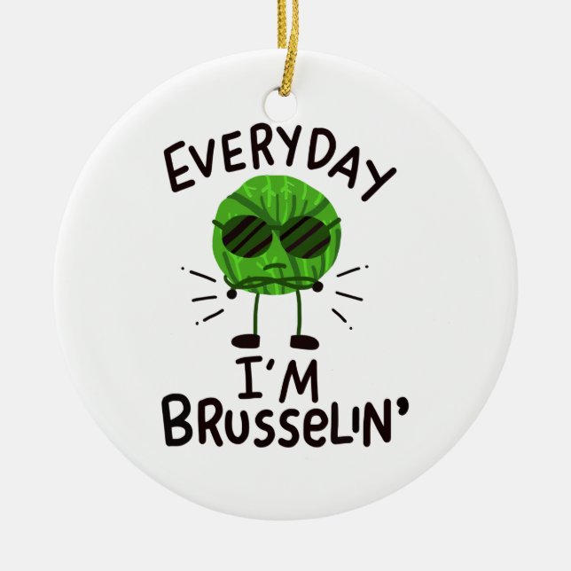 Vegan Brussels Sprouts Ceramic Tree Decoration (Front)