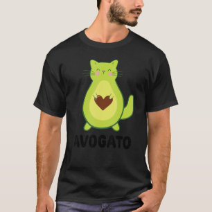 Vegan Cat Vegetarian Cat Avocado Avocato Avocat Av T-Shirt
