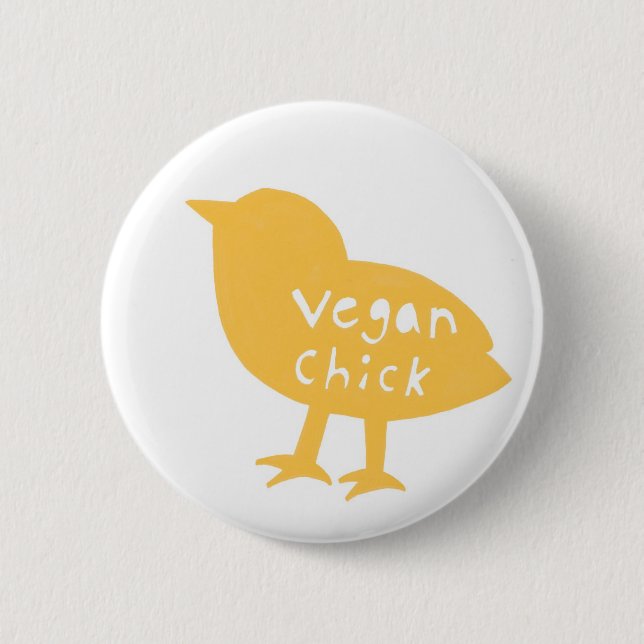 Vegan Chick (yellow) button (Front)