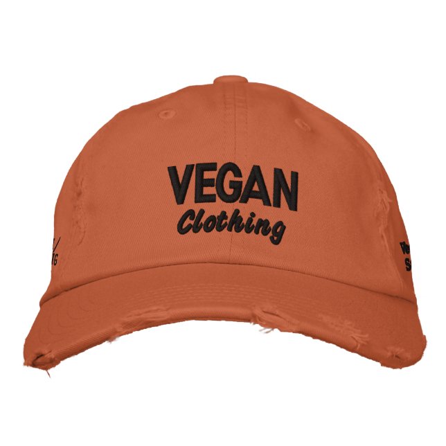 VEGAN Clothing Distressed Embroidered Hat (Front)
