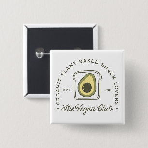 Vegan club plant based community 15 cm square badge