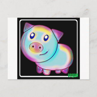 Vegan coloured pig postcard