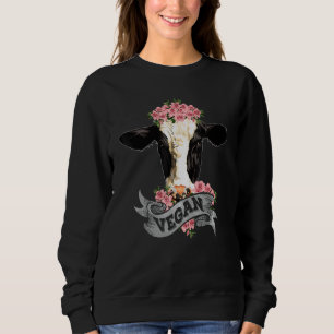 Vegan  Cow With Flower Headband Sweatshirt