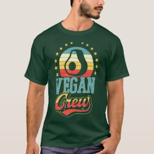 Vegan Crew Matching Avocado Retro Vintage Style T-Shirt