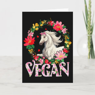 Vegan Cute Horse Flowers Circle Farming Lover Vege Card