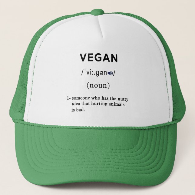 vegan definition green trucker hat (Front)