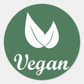 Vegan Design 1 White on Green Classic Round Sticker