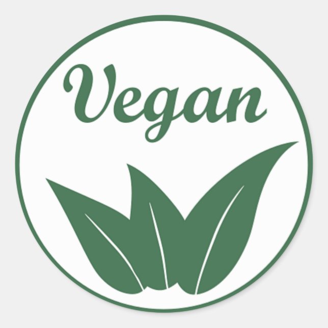 Vegan Design 2 Green on White Classic Round Sticker (Front)