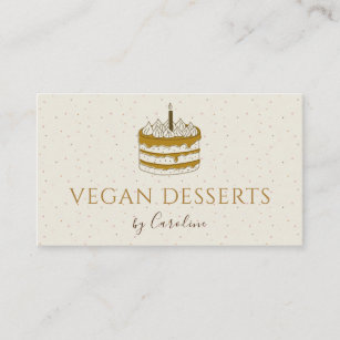 Vegan Desserts Cakes Neutral Brown Pastel Bakery Business Card