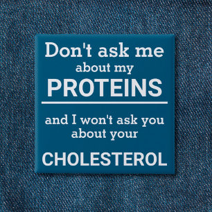 Vegan - don't ask me about my protein fun 15 cm square badge