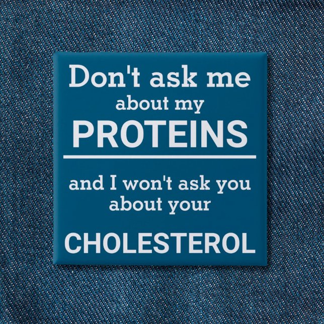 Vegan - don't ask me about my protein fun 15 cm square badge (Creator Uploaded)