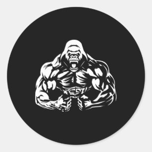 Vegan Fitness Gorilla Workout Apparel Uni-adults G Classic Round Sticker