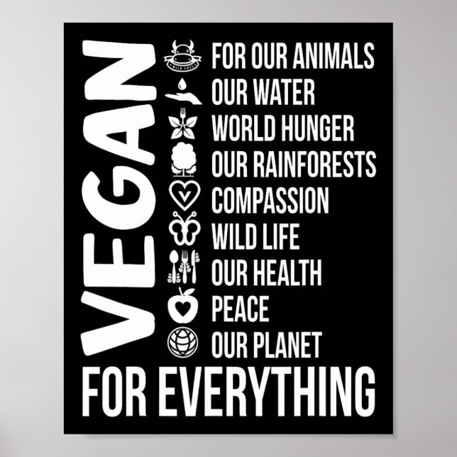 Vegan For Everything Save Planet Earth Day Vegetar Poster (Front)