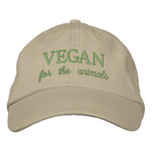Vegan for the animals beige embroidered hat