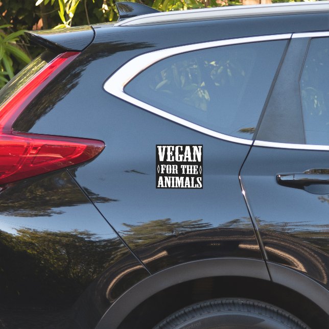 Vegan for the Animals Black and White (Car Back)