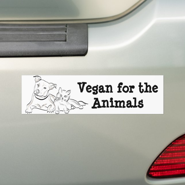 Vegan for the Animals Bumper Sticker (On Car)