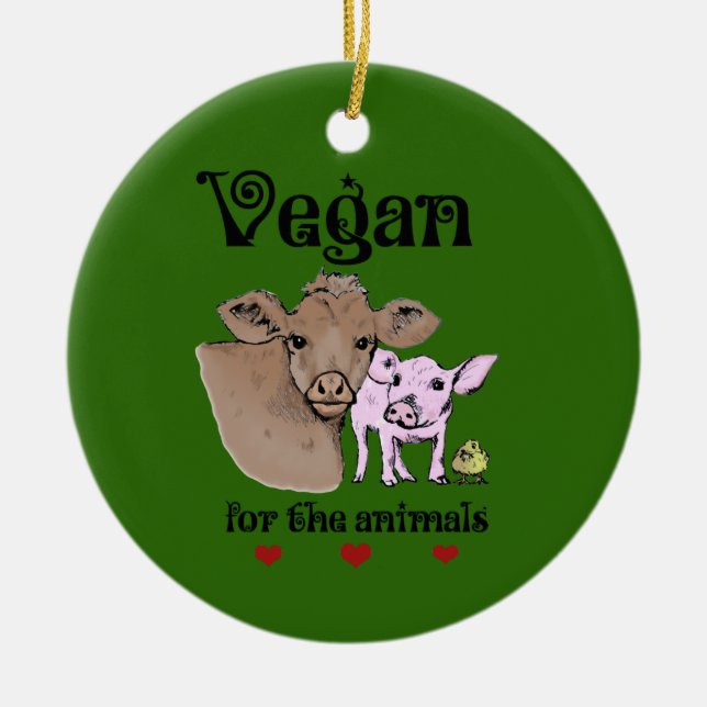 Vegan for the Animals Ornament (Front)