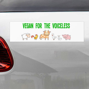 Vegan for the voiceless cute animals bumper sticker