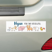 Vegan for the voiceless cute cartoon animals bumper sticker (On Car)