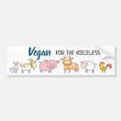 Vegan for the voiceless cute cartoon animals bumper sticker (Front)