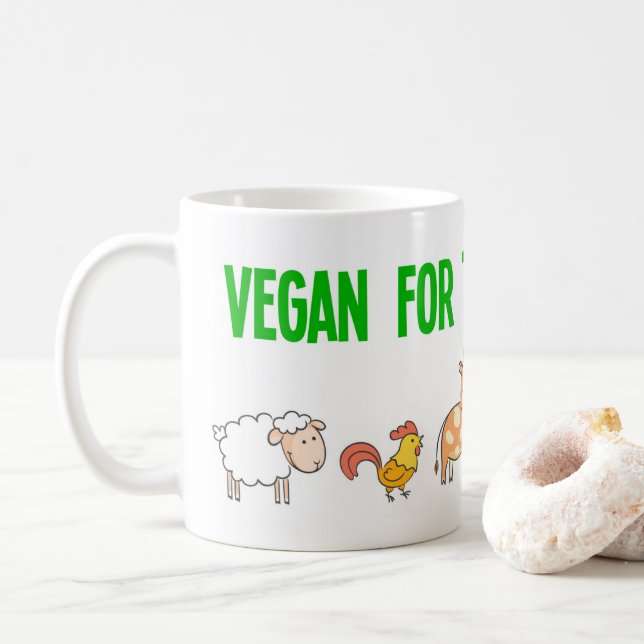 Vegan for the voiceless with cute animals coffee mug (With Donut)