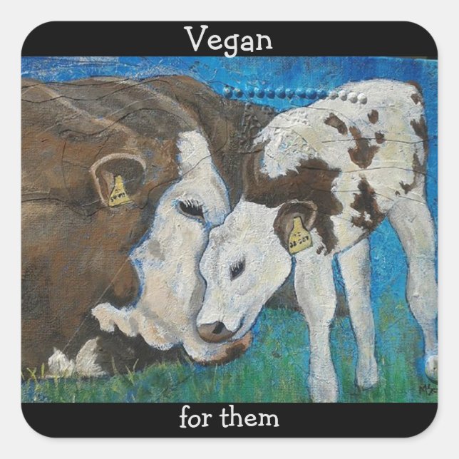 Vegan For Them Cow Sticker (Front)