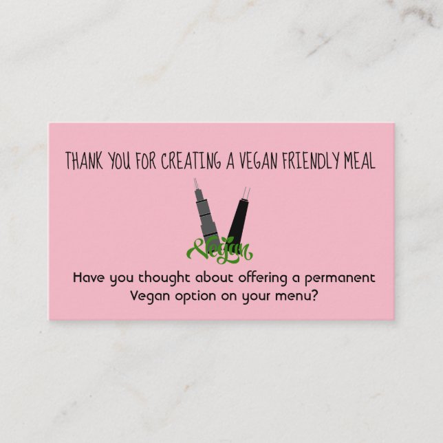 Vegan Friendly Option Business Card (Front)