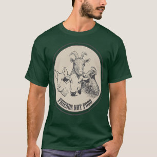 Vegan Friends Not Food Vegetarian Goat Chicken Pig T-Shirt