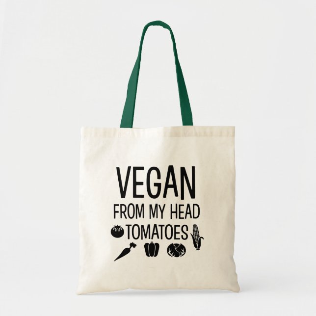 Vegan from my head Tomatoes funny bag (Front)