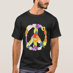 Vegan Fruits And Vegetables Peace Sign T-Shirt