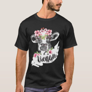 Vegan Funny Cow With Flower Headband T-Shirt