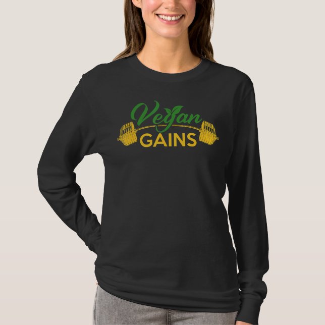 Vegan Gains Eat Vegetables And Fruits Vegetarian T-Shirt (Front)
