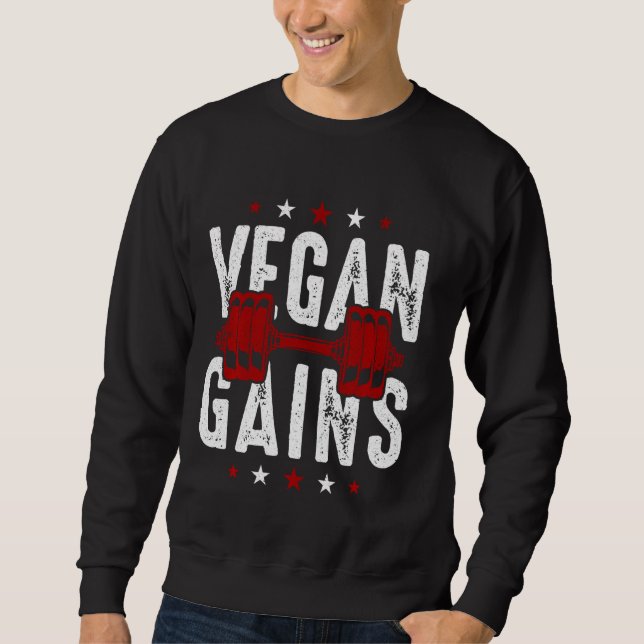 Vegan Gains Vegetarian Workout Gym Sweatshirt (Front)