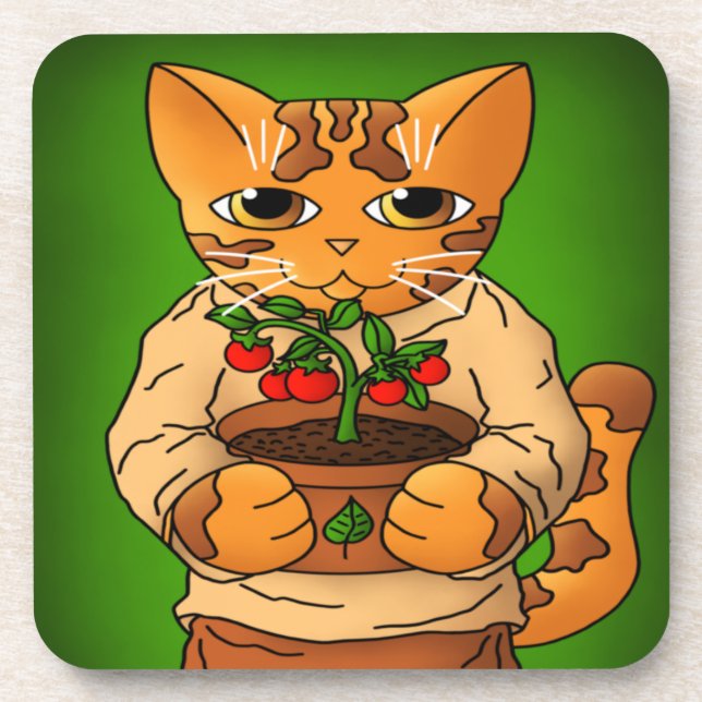 Vegan Gardener Cat Coaster (Front)