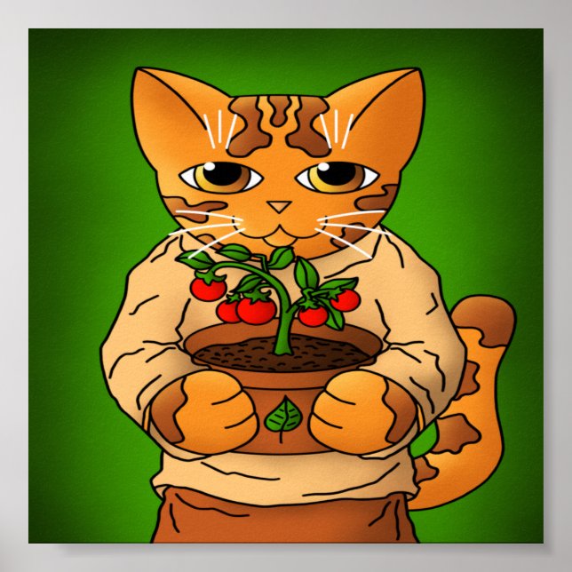 Vegan Gardener Cat Poster (Front)