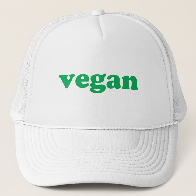 "vegan" green letters trucker hat (Front)