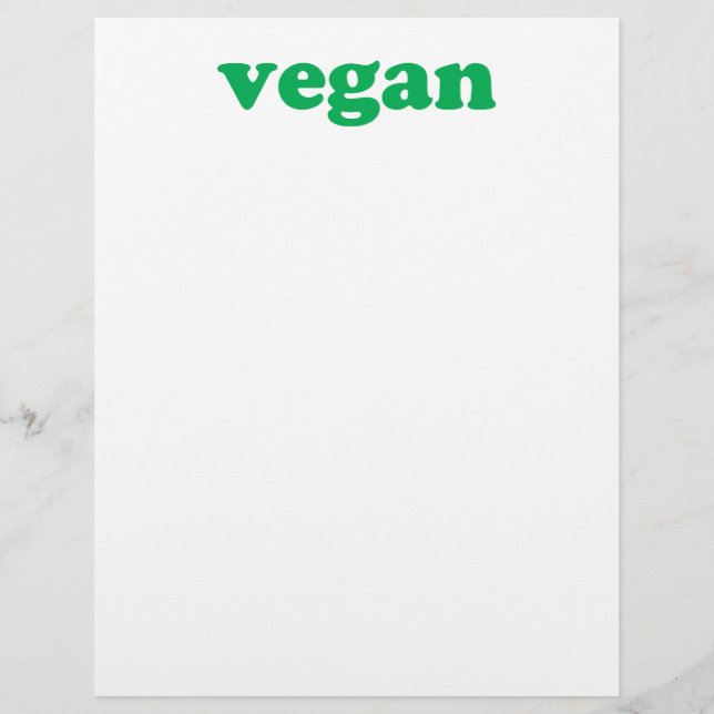"vegan" green letters, white background custom letterhead (Front)