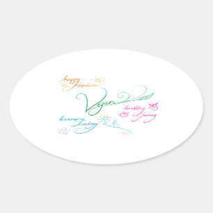 Vegan & happy lifestyle oval sticker