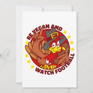 vegan happy thanksgiving turkey football invitation