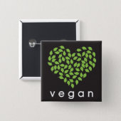 vegan heART 15 Cm Square Badge (Front & Back)