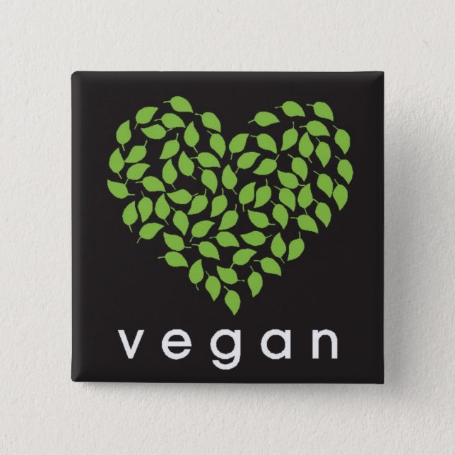 vegan heART 15 Cm Square Badge (Front)