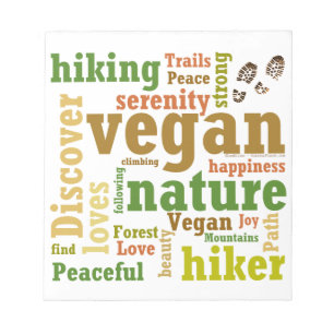 Vegan Hiker Hiking Word Cloud Notepad